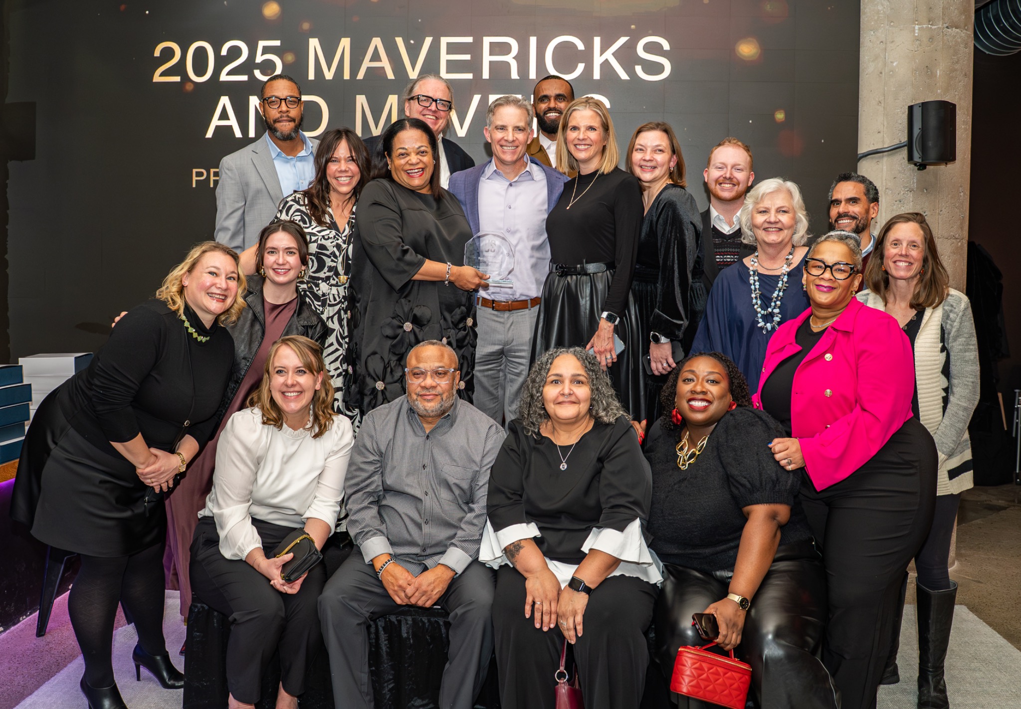 Group portrait from the 2025 Mavericks and Mavens celebration.